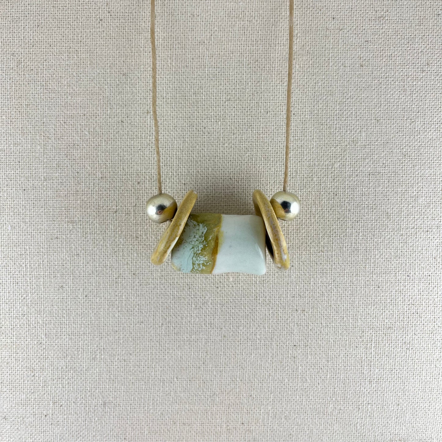 Porcelain necklace + upcycled silver 032