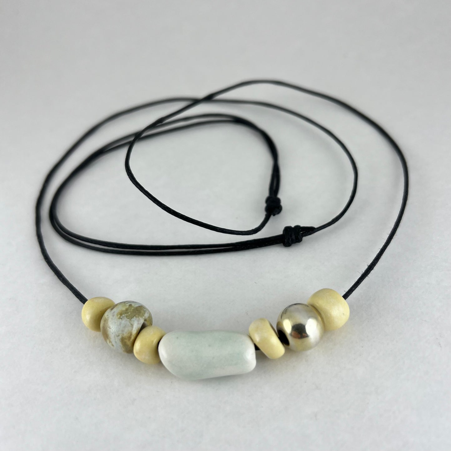 Porcelain necklace + upcycled silver 028