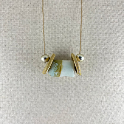 Porcelain necklace + upcycled silver 032