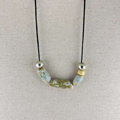 Porcelain necklace + upcycled silver 030