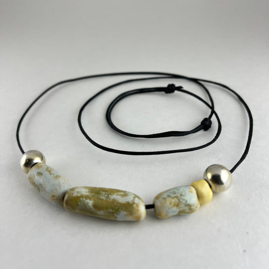 Porcelain necklace + upcycled silver 030