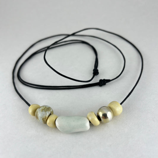 Porcelain necklace + upcycled silver 028