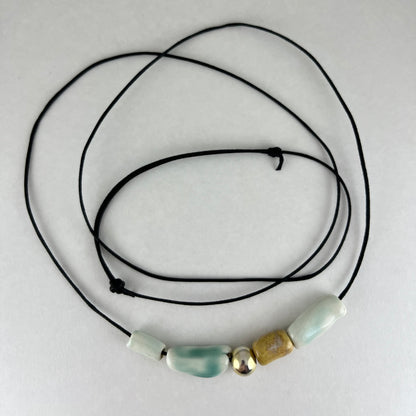 Porcelain necklace + upcycled silver 031