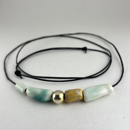 Porcelain necklace + upcycled silver 031